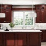 Cherry Cabinets And White Countertops