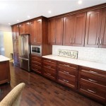 Cherry Cabinets With Quartz Countertops